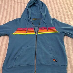 Aviator Nation 5 Stripe Relaxed Zip Hoodie